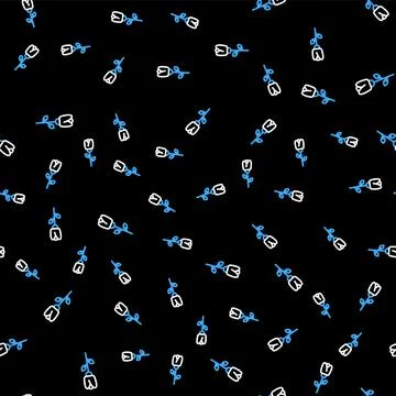 Line Flower rose icon isolated seamless pattern on black background. Vector Illustrazione stock