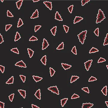 Line Flying bat icon isolated seamless pattern on black background. Happy Stock Illustration