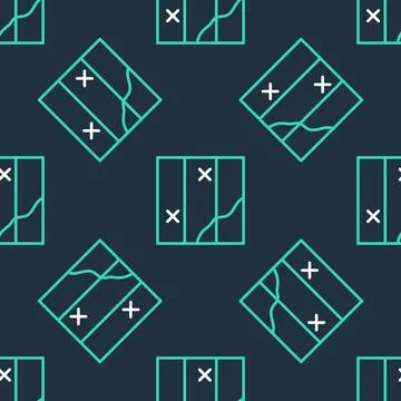 Line Folded map icon isolated seamless pattern on black background. Vector Stock Illustration