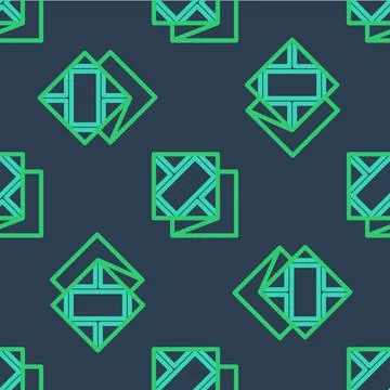 Line Folded map icon isolated seamless pattern on blue background. Vector Stock Illustration