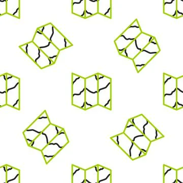 Line Folded map icon isolated seamless pattern on white background. Vector Illustrazione stock