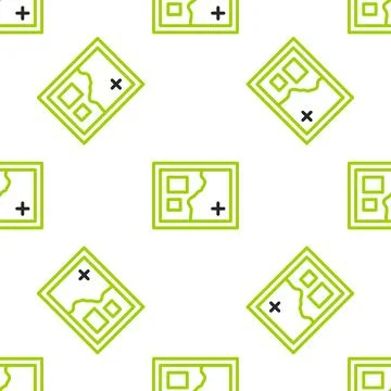 Line Folded map icon isolated seamless pattern on white background. Vector イラスト素材