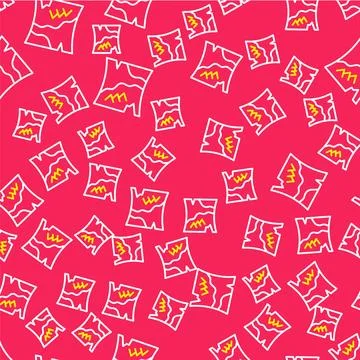 Line Folded map icon isolated seamless pattern on red background.  Vector Stock Illustration