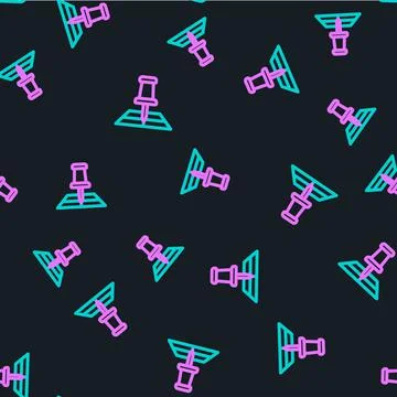 Line Folded map with location marker icon isolated seamless pattern on black  Stock Illustration