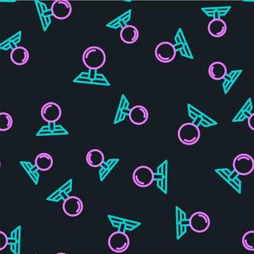 Line Folded map with location marker icon isolated seamless pattern on blac.. Stock Illustration