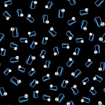 Line Folder and lock icon isolated seamless pattern on black background. Closed 스톡 일러스트