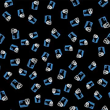 Line Folder and lock icon isolated seamless pattern on black background. Closed Stock Illustration