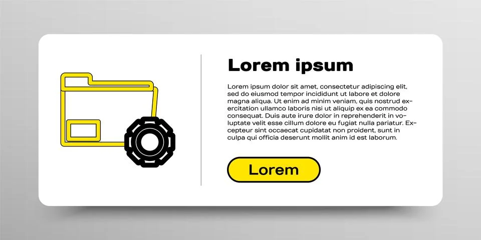 Line Folder settings with gears icon isolated on white background. Software Stock Illustration