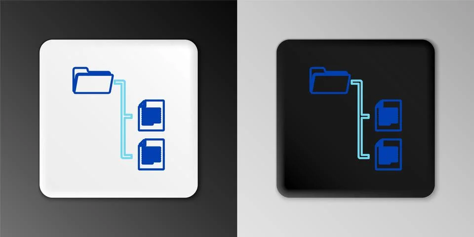 Line Folder tree icon isolated on grey background. Computer network file folder Illustrazione stock