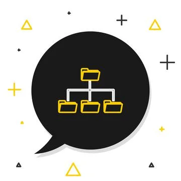 Line Folder tree icon isolated on white background. Computer network file folder Illustrazione stock