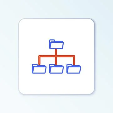 Line Folder tree icon isolated on white background. Computer network file folder Stock Illustration