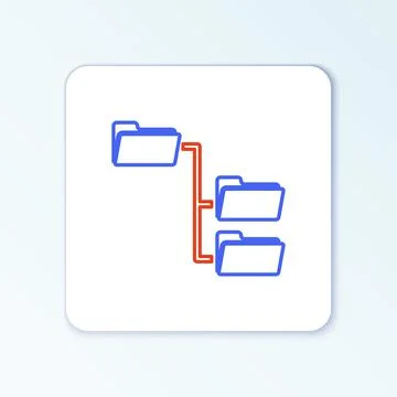 Line Folder tree icon isolated on white background. Computer network file folder Illustrazione stock