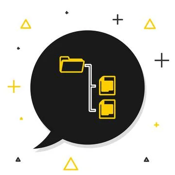 Line Folder tree icon isolated on white background. Computer network file folder Stock Illustration