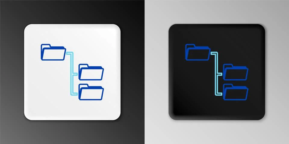 Line Folder tree icon isolated on grey background. Computer network file folder 스톡 일러스트