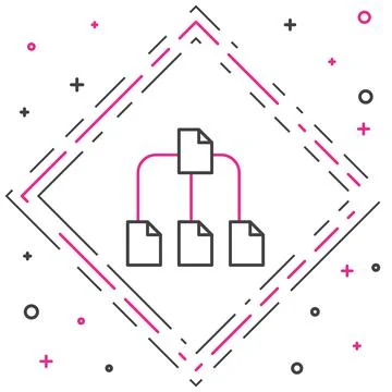 Line Folder tree icon isolated on white background. Computer network file folder Illustrazione stock