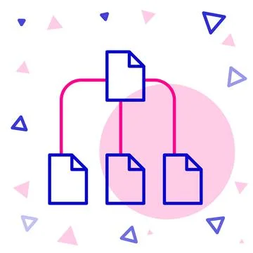 Line Folder tree icon isolated on white background. Computer network file folder Stock Illustration