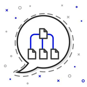 Line Folder tree icon isolated on white background. Computer network file fol Illustrazione stock