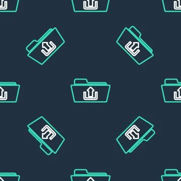 Line Folder upload icon isolated seamless pattern on black background. Vector Stock Illustration