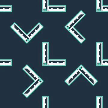 Line Folding ruler icon isolated seamless pattern on black background. Vector Stock Illustration