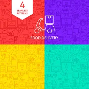 Line Food Delivery Patterns イラスト素材