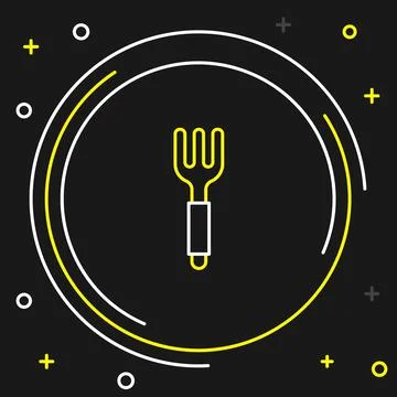 Line Fork icon isolated on black background. Cutlery symbol. Colorful outline 스톡 일러스트