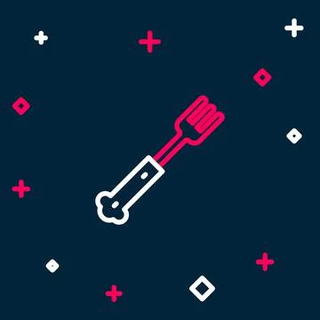 Line Fork icon isolated on blue background. Cutlery symbol. Colorful outline Illustrazione stock