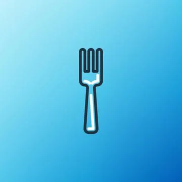 Line Fork icon isolated on blue background. Cutlery symbol. Colorful outline  스톡 일러스트