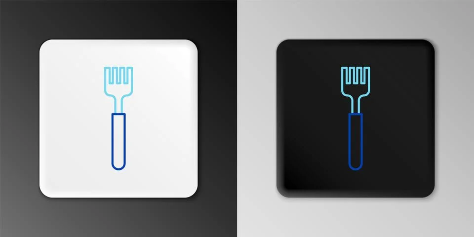 Line Fork icon isolated on grey background. Cutlery symbol. Colorful outline Illustrazione stock