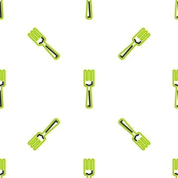 Line Fork icon isolated seamless pattern on white background. Cutlery symbol Illustrazione stock