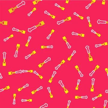 Line Fork icon isolated seamless pattern on red background. Cutlery symbol Illustrazione stock
