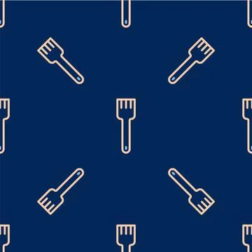 Line Fork icon isolated seamless pattern on blue background. Cutlery symbol Stock Illustration