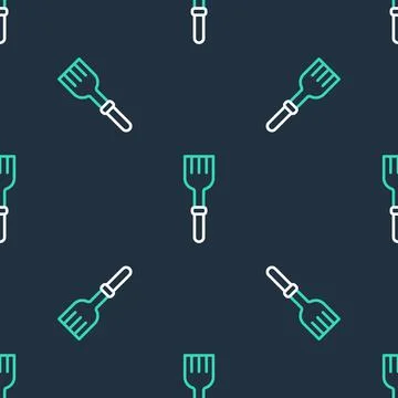 Line Fork icon isolated seamless pattern on black background. Cutlery symbol Stock Illustration