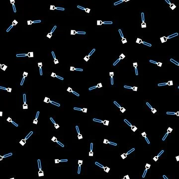 Line Fork icon isolated seamless pattern on black background. Cutlery symbol Illustrazione stock