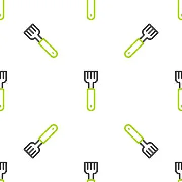 Line Fork icon isolated seamless pattern on white background. Cutlery symbol. Illustrazione stock