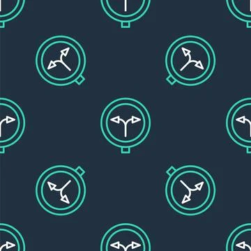 Line Fork in the road icon isolated seamless pattern on black background. Vector Stock Illustration