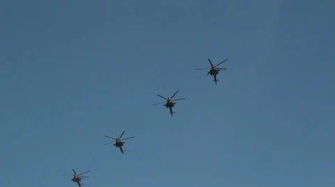 Line of four helicopters Video stock 23298332