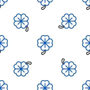 Line Four leaf clover icon isolated seamless pattern on white background. Happy Stock Illustration
