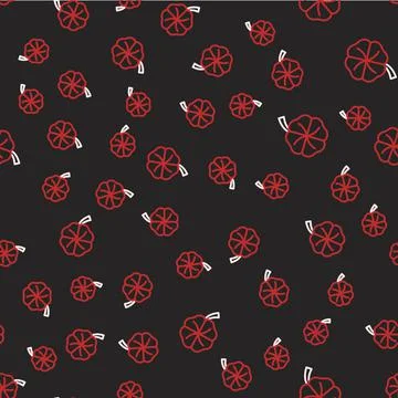Line Four leaf clover icon isolated seamless pattern on black background. Happy Stock Illustration