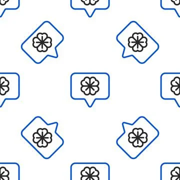 Line Four leaf clover in speech bubble icon isolated seamless pattern on white Stock Illustration