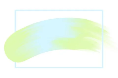 Line frame and brush painted blue and green watercolor background pastel soft 스톡 일러스트