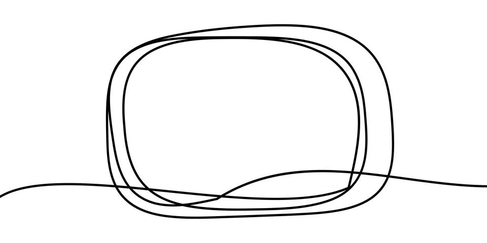Line frame continuous doodle art square border pencil one vector black. Scribble Stock Illustration