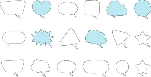 Line frame text speech bubble set. Line balloon design talk speech bubble frame. Stock Illustration