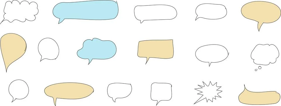 Line frame text speech bubble set. Line balloon design talk speech bubble frame. Stock Illustration