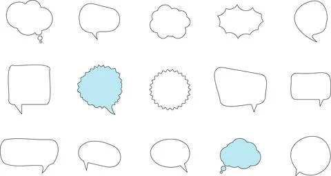 Line frame text speech bubble set. Line balloon design talk speech bubble frame. Stock Illustration