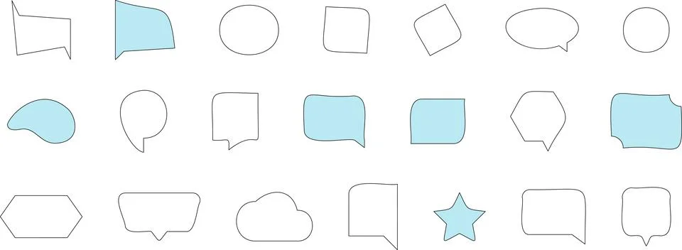 Line frame text speech bubble set. Line balloon design talk speech bubble frame. Stock Illustration