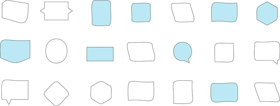 Line frame text speech bubble set. Line balloon design talk speech bubble frame. Stock Illustration