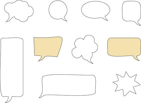 Line frame text speech bubble set. Line balloon design talk speech bubble frame. Illustration