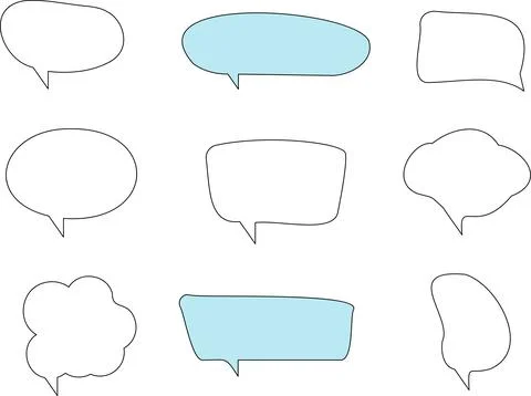 Line frame text speech bubble set. Line balloon design talk speech bubble frame. Illustration