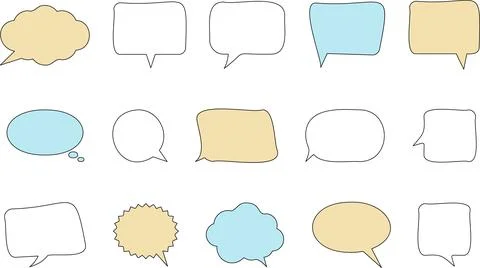 Line frame text speech bubble set. Line balloon design talk speech bubble frame. Illustration