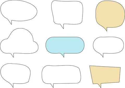 Line frame text speech bubble set. Line balloon design talk speech bubble frame. Stock Illustration